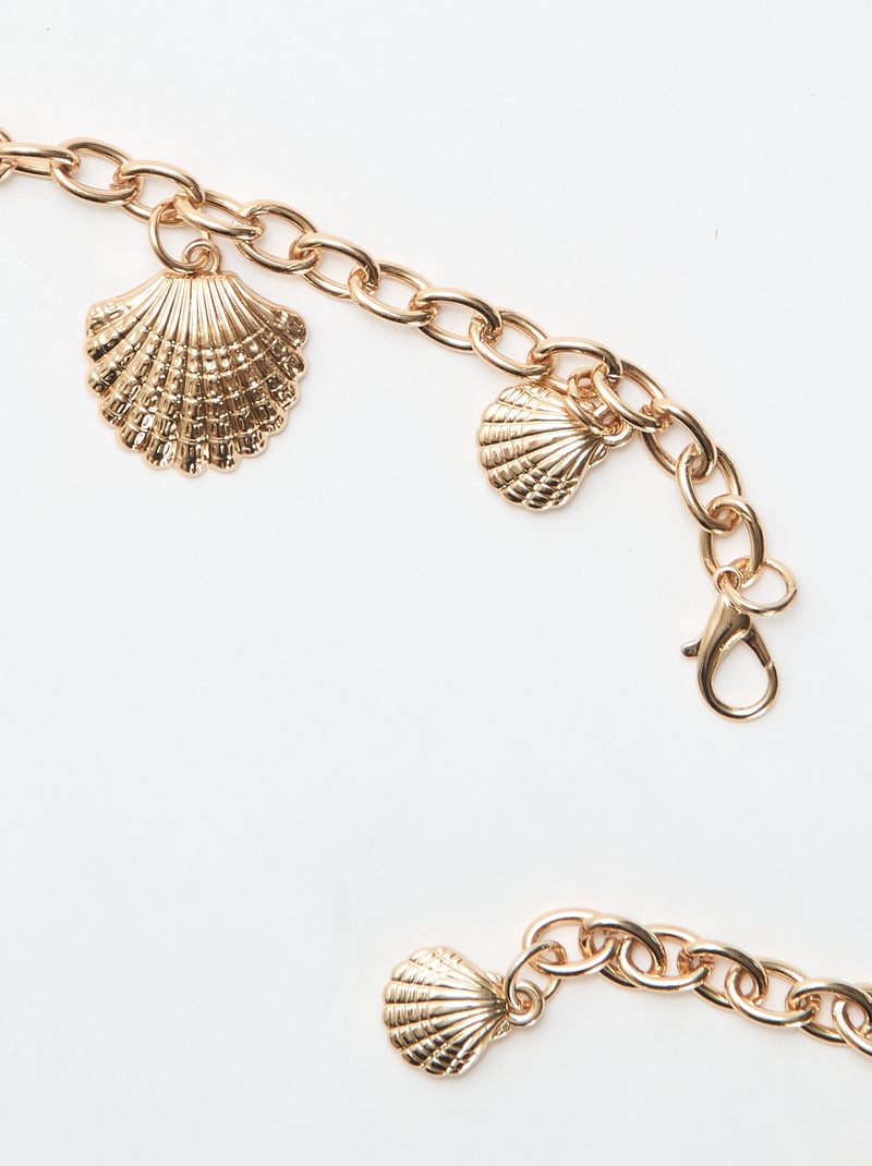 Metalen ketting met schelpenmedaillons Geel - Kiabi