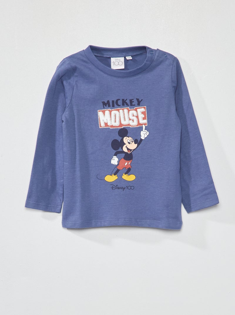 Mickey-T-shirt met lange mouw BLAUW - Kiabi