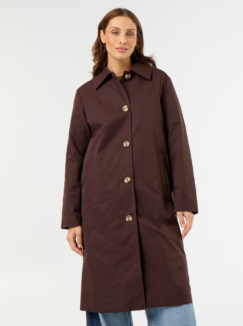 Middellange trenchcoat met binnenvoering Bruin - Kiabi