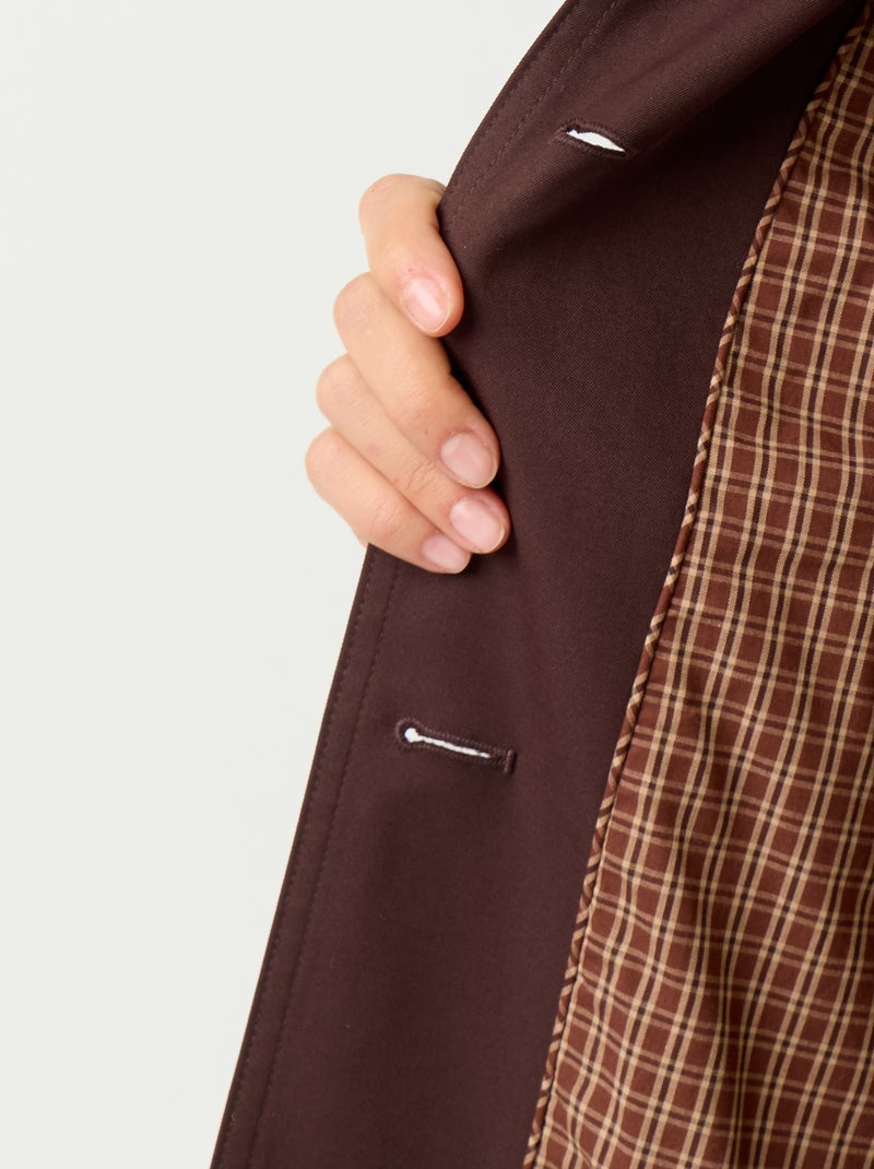 Middellange trenchcoat met binnenvoering Bruin - Kiabi