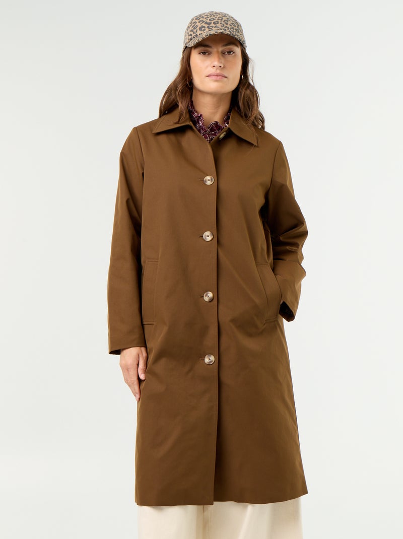 Middellange trenchcoat met binnenvoering Bruin - Kiabi