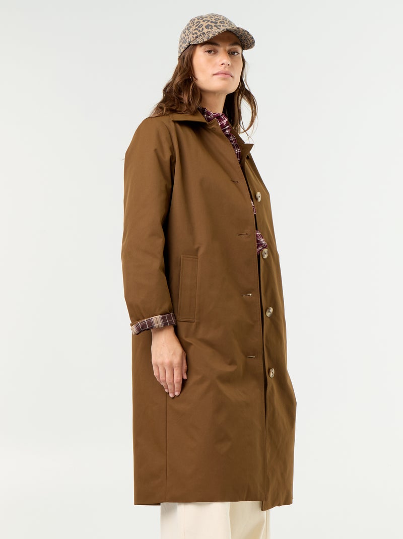 Middellange trenchcoat met binnenvoering Bruin - Kiabi