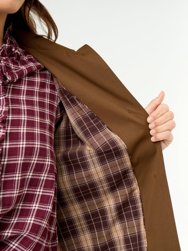 Middellange trenchcoat met binnenvoering Bruin - Kiabi