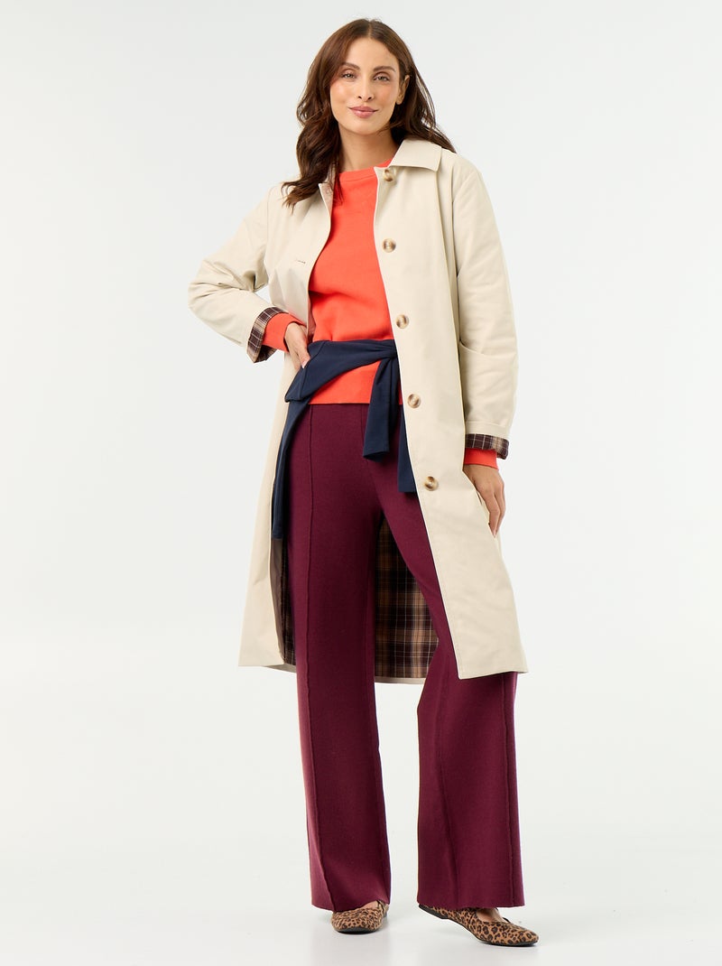 Middellange trenchcoat met binnenvoering Bruin - Kiabi