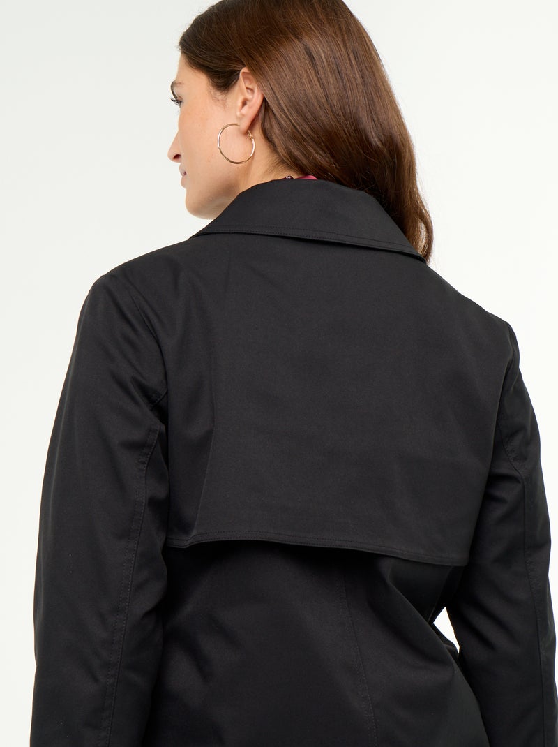 Middellange trenchcoat met binnenvoering Zwart - Kiabi