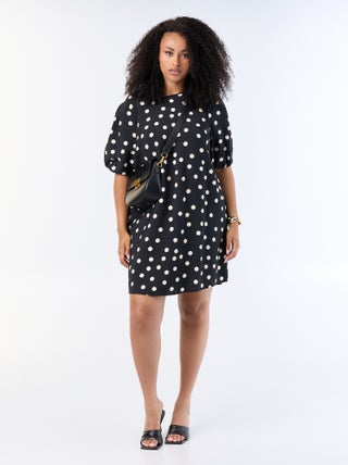 Midi-jurk met ballonmouwen