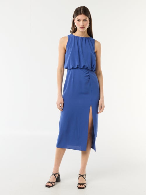 Midi jurk met gedrapeerd effect zonder mouwen - Kiabi