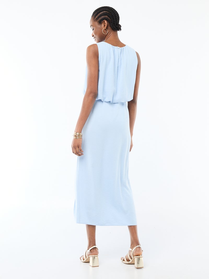 Midi jurk met gedrapeerd effect zonder mouwen Blauw - Kiabi