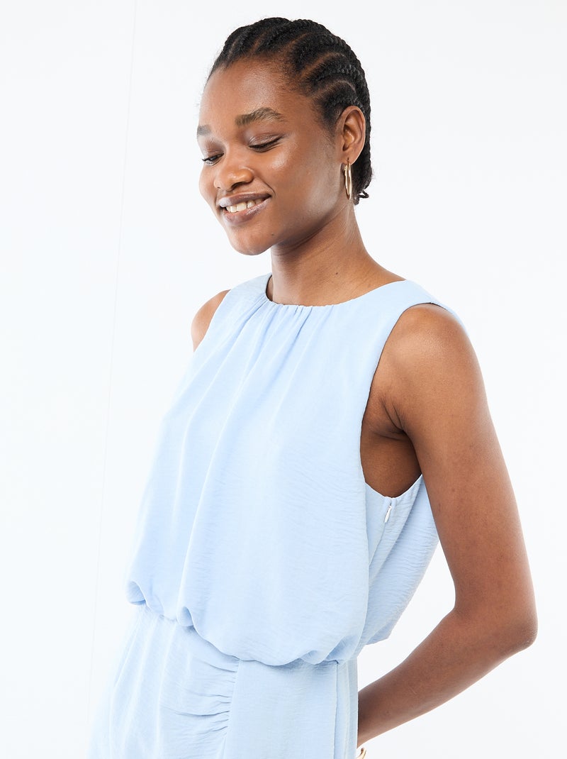 Midi jurk met gedrapeerd effect zonder mouwen Blauw - Kiabi