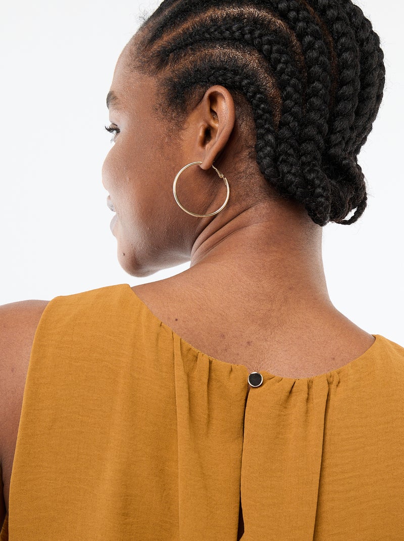 Midi jurk met gedrapeerd effect zonder mouwen Bruin - Kiabi