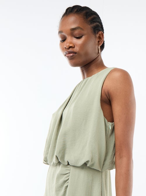Midi jurk met gedrapeerd effect zonder mouwen - Kiabi