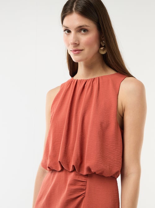 Midi jurk met gedrapeerd effect zonder mouwen - Kiabi