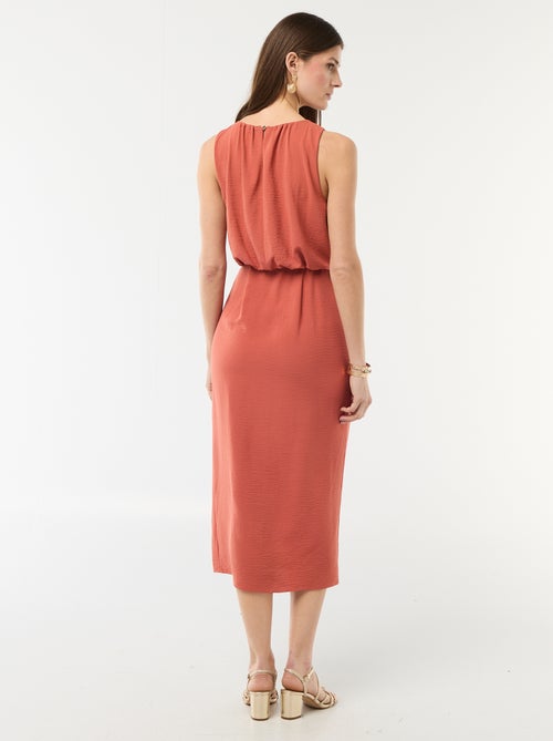 Midi jurk met gedrapeerd effect zonder mouwen - Kiabi