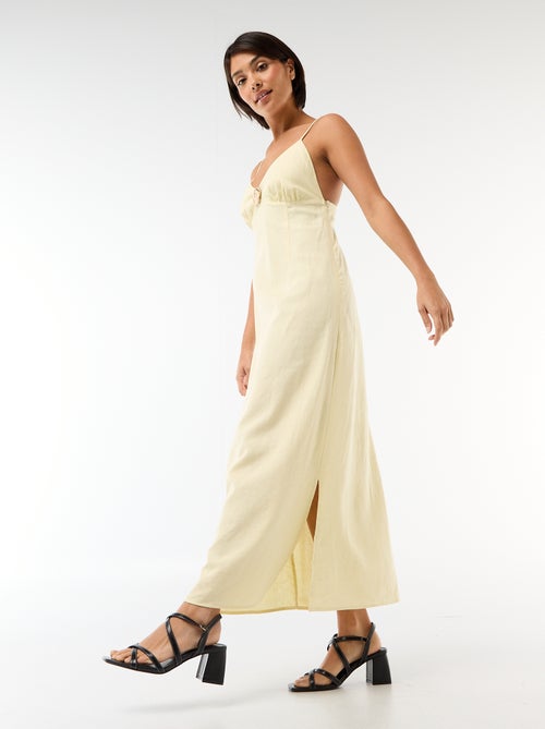 Midi jurk met sierjuweel bij de hals - Kiabi