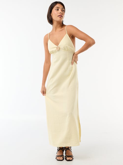 Midi jurk met sierjuweel bij de hals - Kiabi