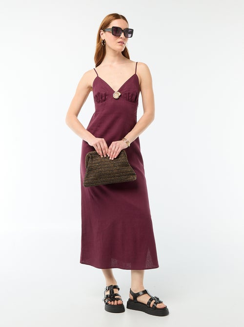 Midi jurk met sierjuweel bij de hals - Kiabi