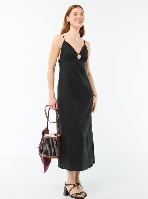 Midi jurk met sierjuweel bij de hals - Kiabi