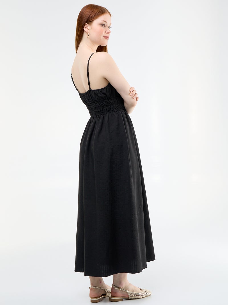 Midi-jurk met smock Zwart - Kiabi
