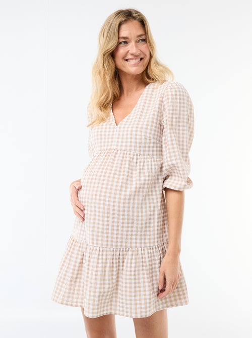 Midi jurk met stroken en ruitjes - Kiabi