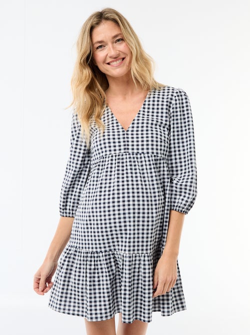 Midi jurk met stroken en ruitjes - Kiabi