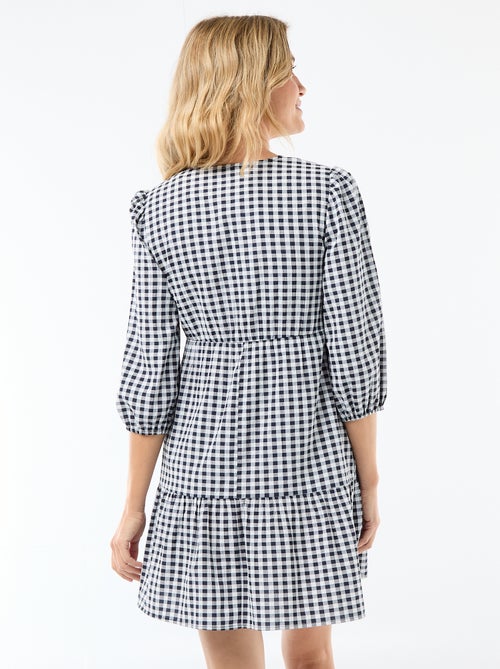 Midi jurk met stroken en ruitjes - Kiabi