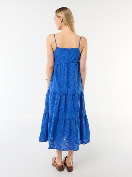 Midi-jurk van broderie anglaise met verstelbare bandjes - Kiabi