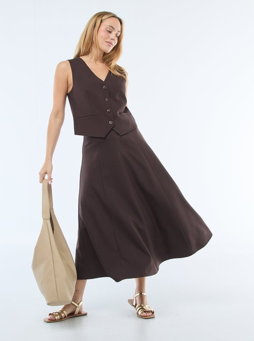 Midi rok met plooien en uitlopend model - Kiabi