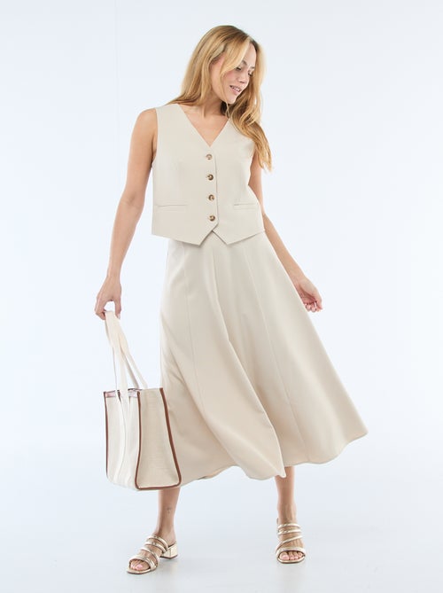 Midi rok met plooien en uitlopend model - Kiabi