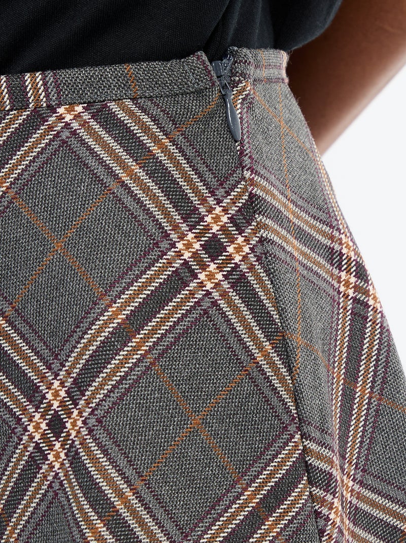 Midi rok met ruitjes Grijs - Kiabi
