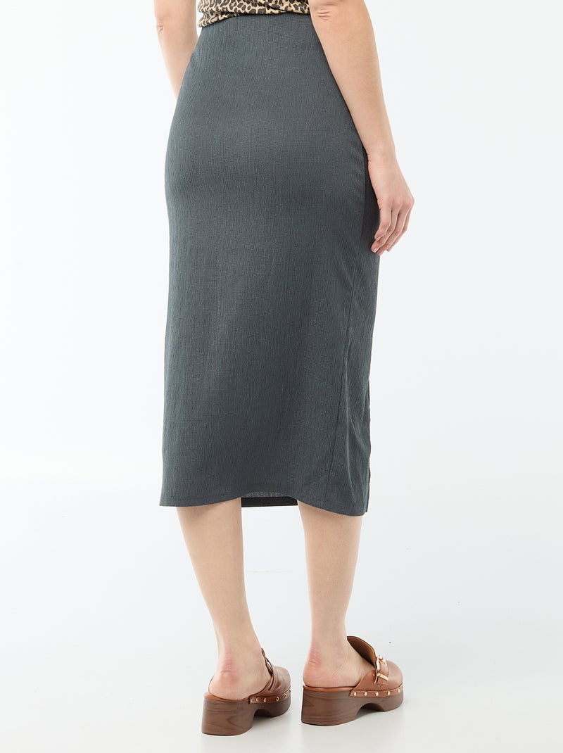 Midi rok van jerseytricot met textuur Grijs - Kiabi