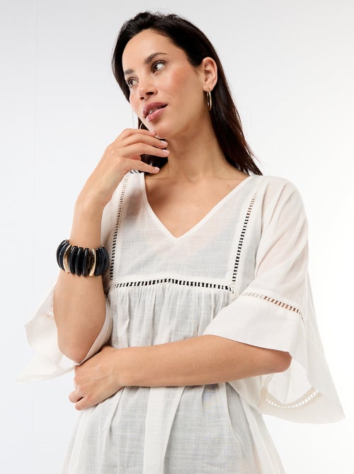 Midi strandjurk in effen kleur - Kiabi