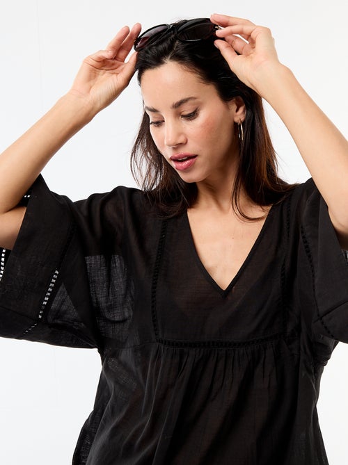 Midi strandjurk in effen kleur - Kiabi