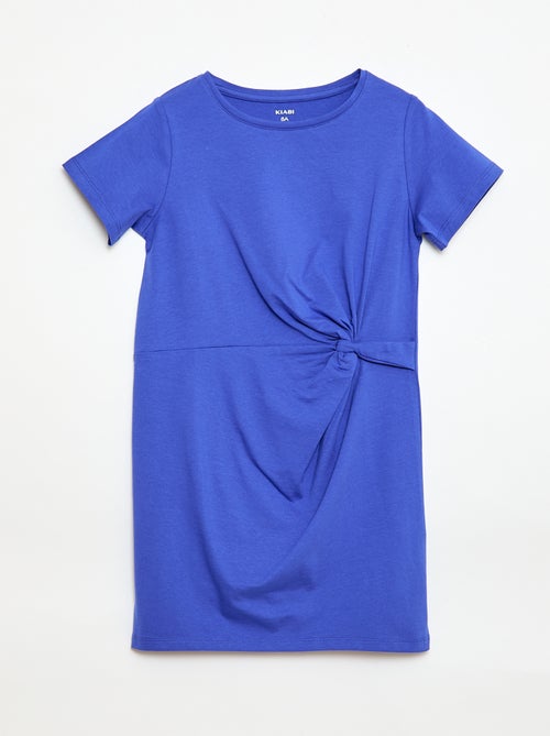 Midi T-shirtjurk met decoratieve knoop vooraan - Kiabi