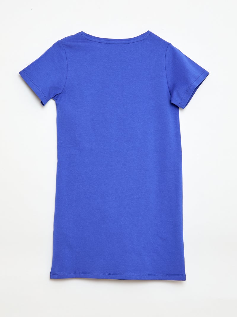 Midi T-shirtjurk met decoratieve knoop vooraan Blauw - Kiabi