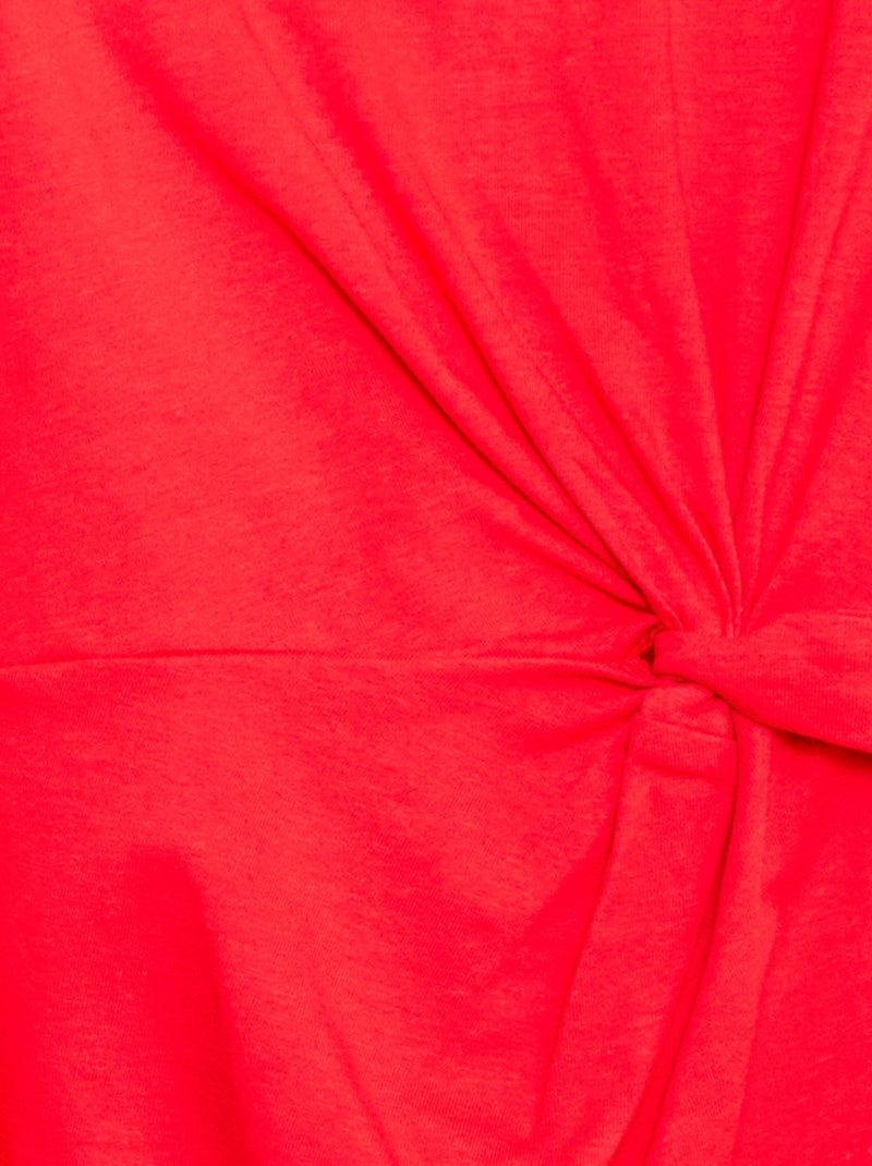 Midi T-shirtjurk met decoratieve knoop vooraan Rood - Kiabi