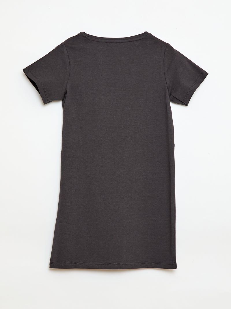 Midi T-shirtjurk met decoratieve knoop vooraan Zwart - Kiabi