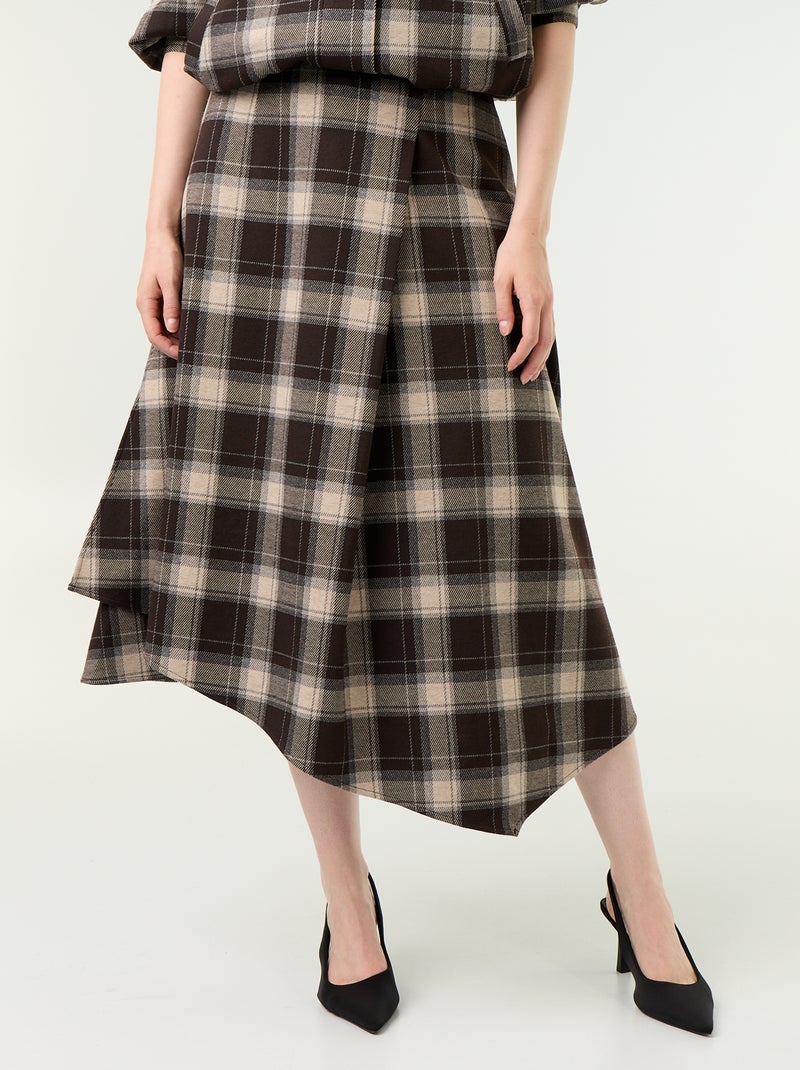 Midirok met ruitmotief Bruin - Kiabi