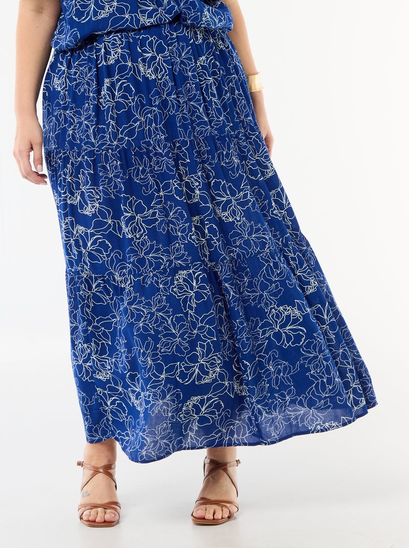 Midirok van crêpestof Blauw - Kiabi