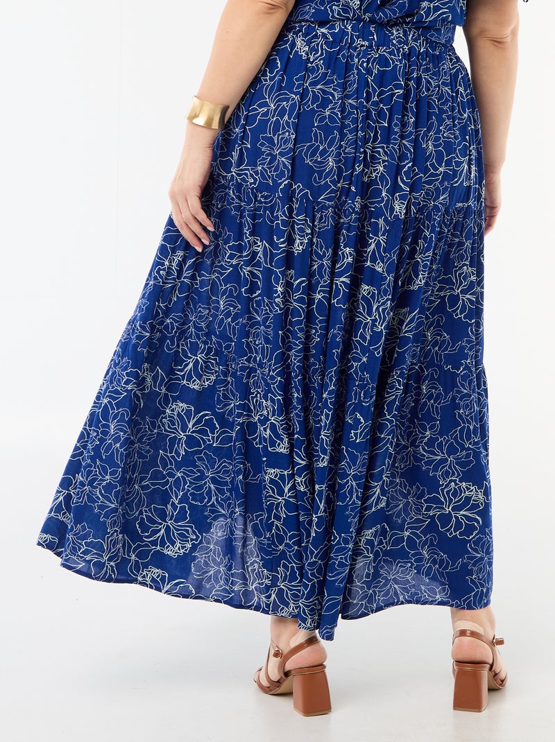 Midirok van crêpestof Blauw - Kiabi