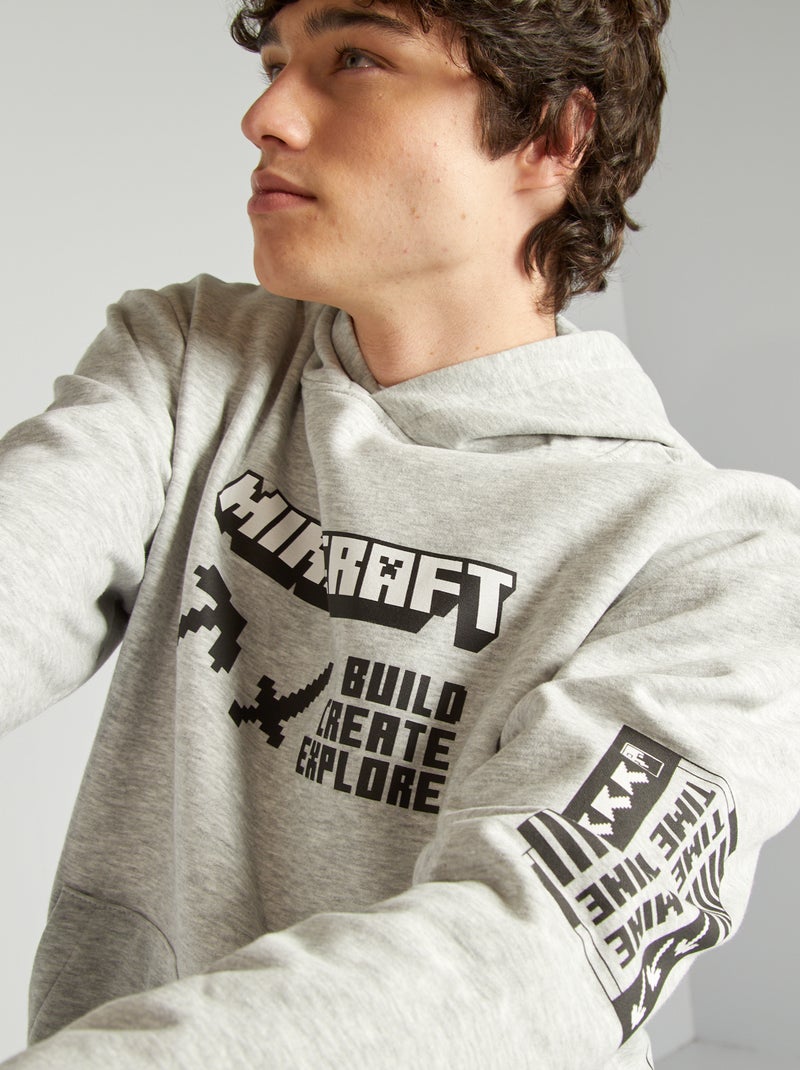 'Minecraft'-sweater met capuchon GRIJS - Kiabi
