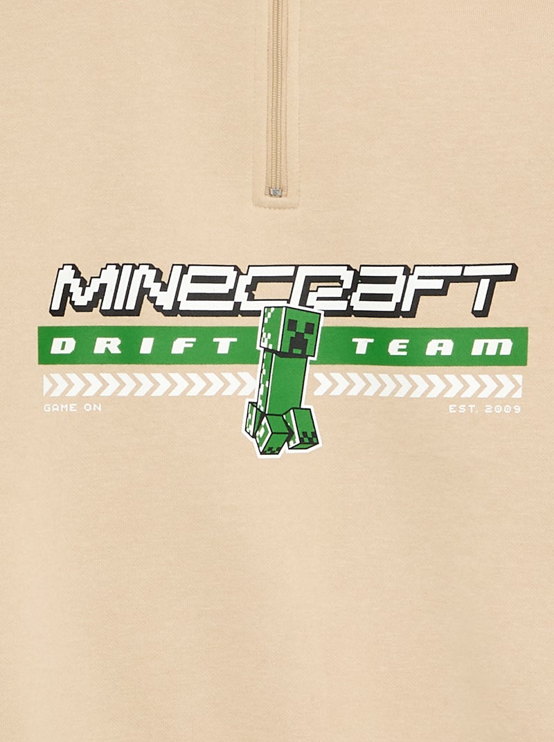 'Minecraft' sweater met ritskraag Biege - Kiabi