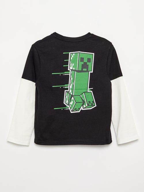 Minecraft T-shirt met prints en contrasterende mouwen - Kiabi