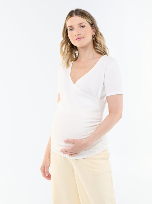 Moederschap T-shirt met overslagdecolleté - Kiabi