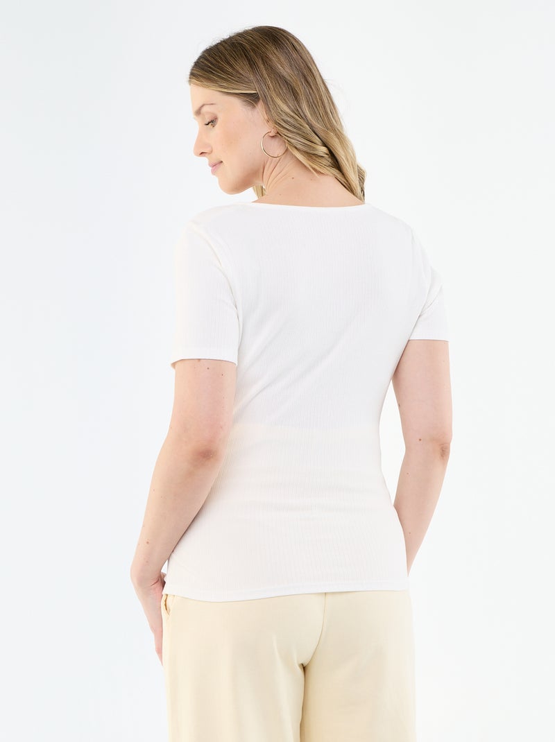 Moederschap T-shirt met overslagdecolleté Wit - Kiabi