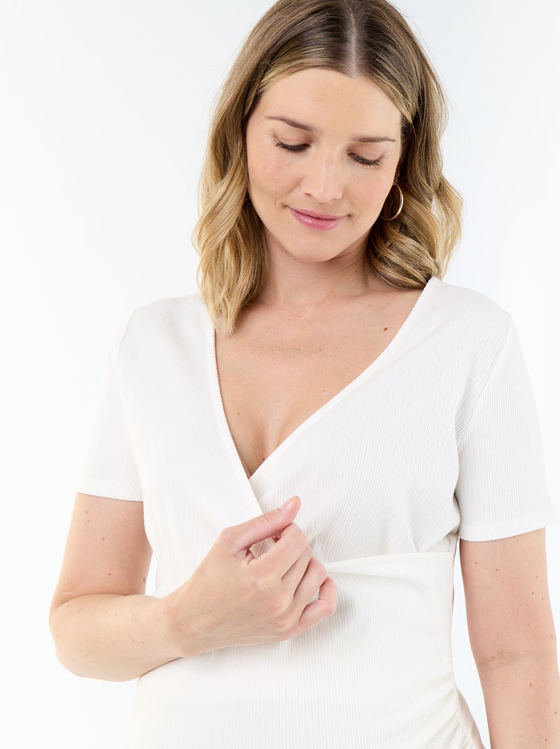 Moederschap T-shirt met overslagdecolleté Wit - Kiabi