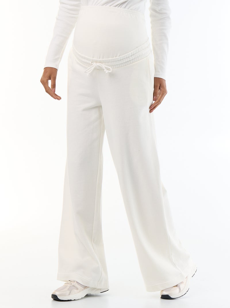 Moederschapsjoggingbroek met wijde pijpen van french terry Wit - Kiabi