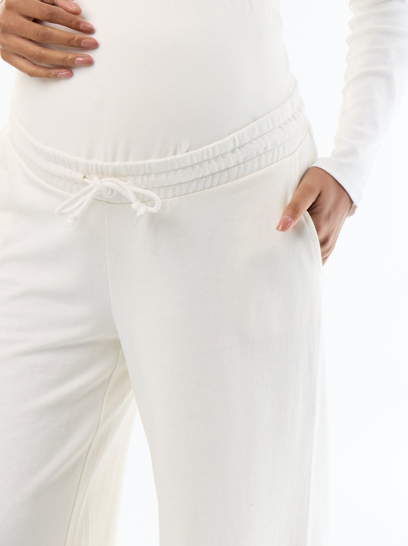 Moederschapsjoggingbroek met wijde pijpen van french terry Wit - Kiabi