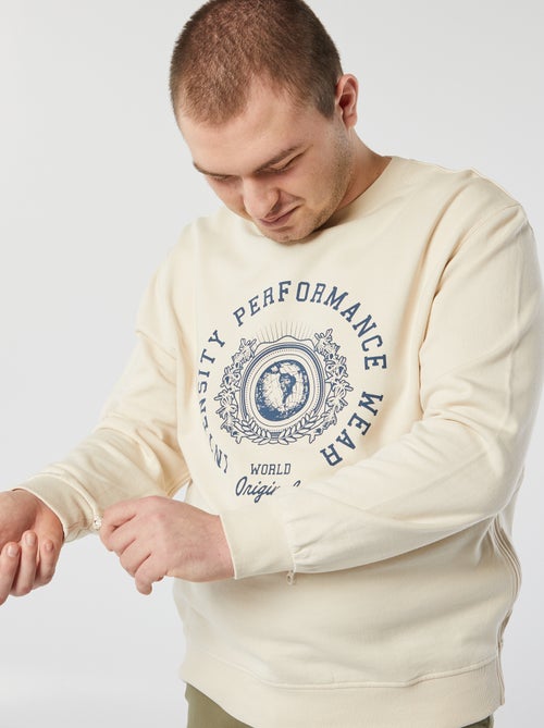 Molleton sweatshirt met print - gemakkelijk aan te trekken collectie - Kiabi