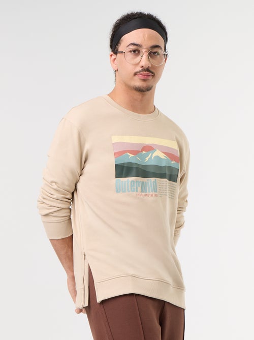 Molleton sweatshirt met print - gemakkelijk aan te trekken collectie - Kiabi Molleton sweatshirt met print - gemakkelijk aan te trekken collectie - Kiabi