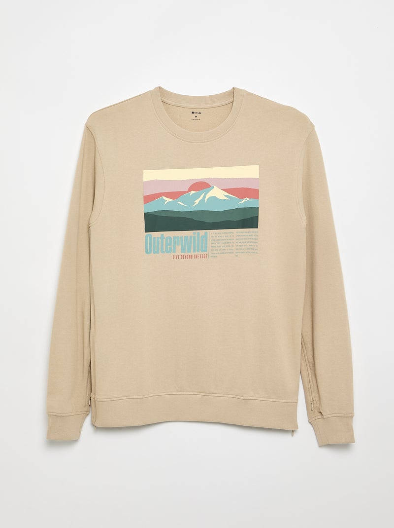 Molleton sweatshirt met print - gemakkelijk aan te trekken collectie Wit - Kiabi